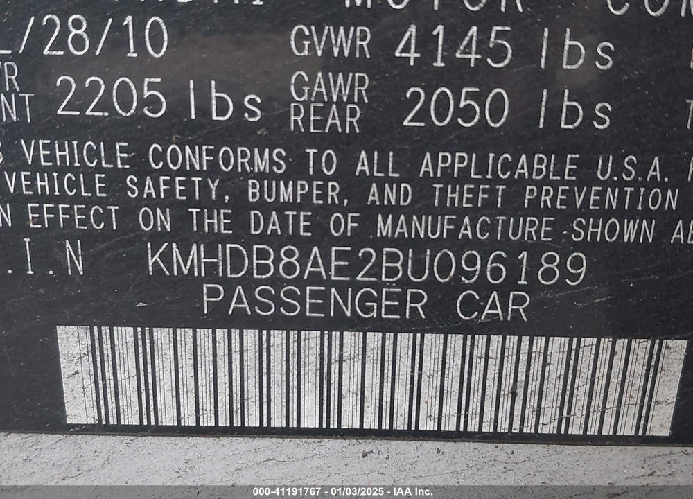 2011 HYUNDAI ELANTRA TOURING GLS VIN: KMHDB8AE2BU096189