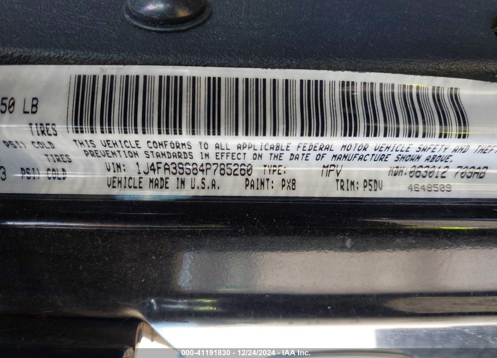 2004 JEEP WRANGLER X VIN: 1J4FA39S84P785260