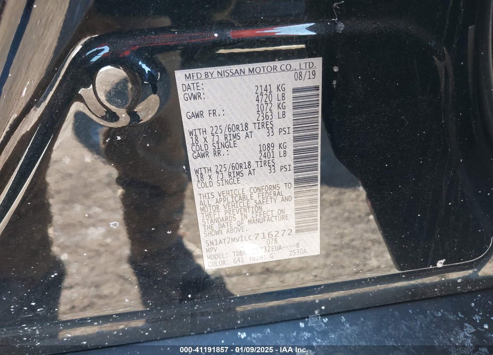 2020 NISSAN ROGUE SV INTELLIGENT AWD VIN: 5N1AT2MV1LC716272