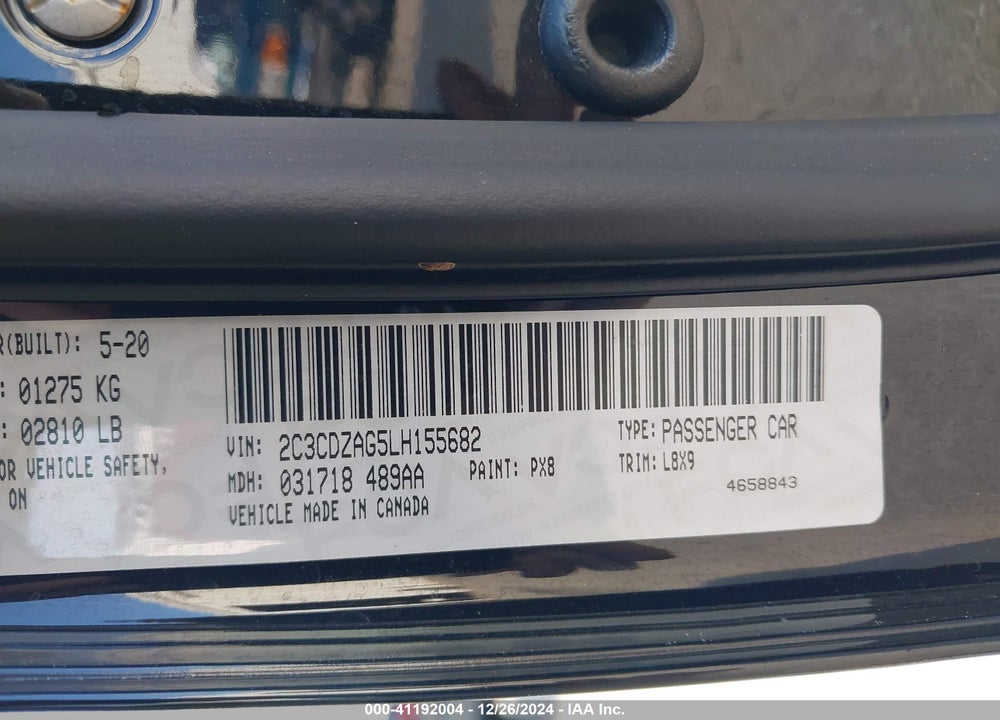 2020 DODGE CHALLENGER VIN: 2C3CDZAG5LH155682