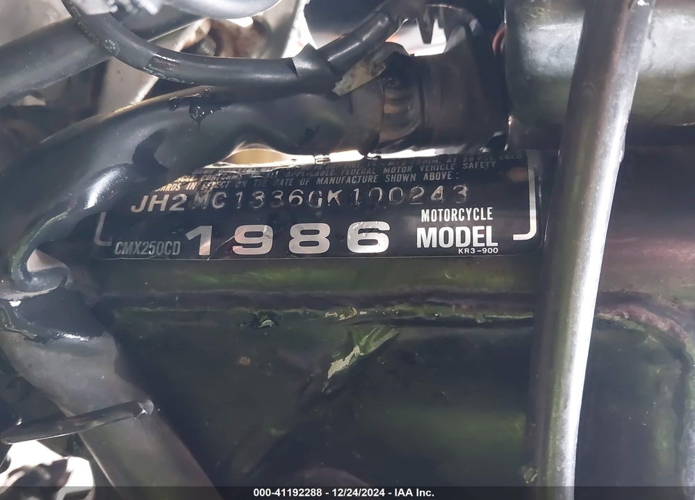 1986 HONDA CMX250 CD VIN: JH2MC1336GK100243