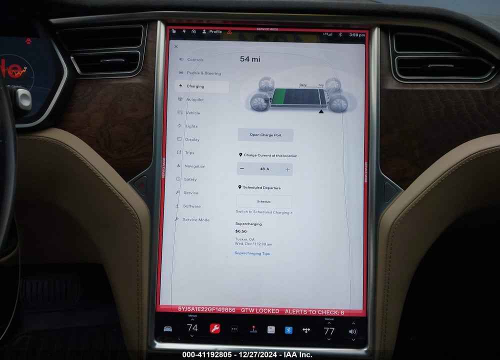 2016 TESLA MODEL S VIN: 5YJSA1E22GF149866