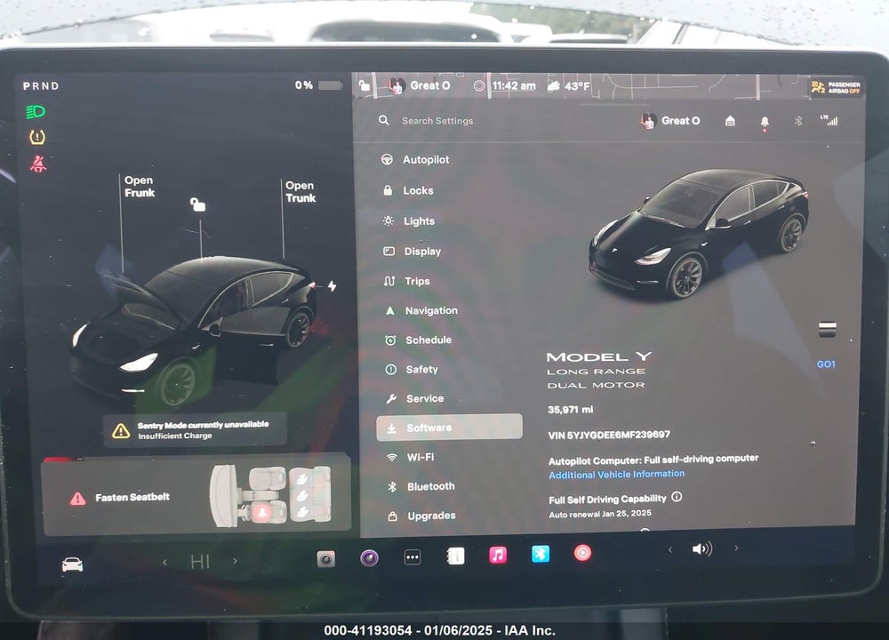 2021 TESLA MODEL Y LONG RANGE DUAL MOTOR ALL-WHEEL DRIVE VIN: 5YJYGDEE6MF239697