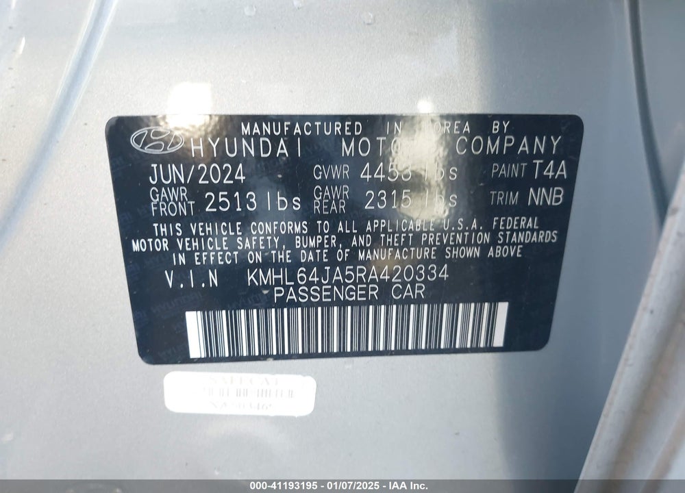 2024 HYUNDAI SONATA VIN: KMHL64JA5RA420334