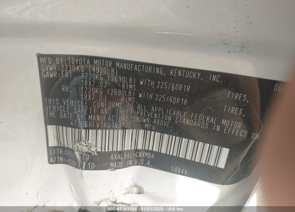 2024 TOYOTA RAV4 HYBRID VIN: 4T3B6RFV1RU163120
