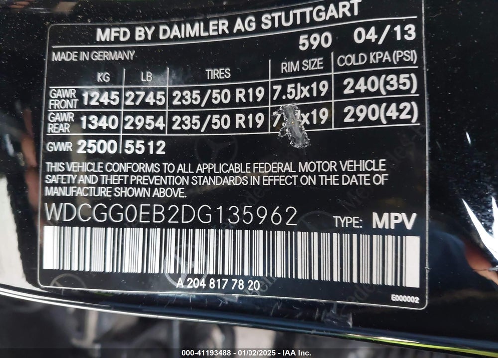 2013 MERCEDES-BENZ GLK 350 4MATIC VIN: WDCGG8JB3DG140401