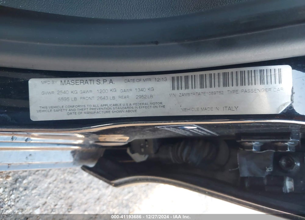 2014 MASERATI GHIBLI S Q4 VIN: ZAM57RTA7E1089752