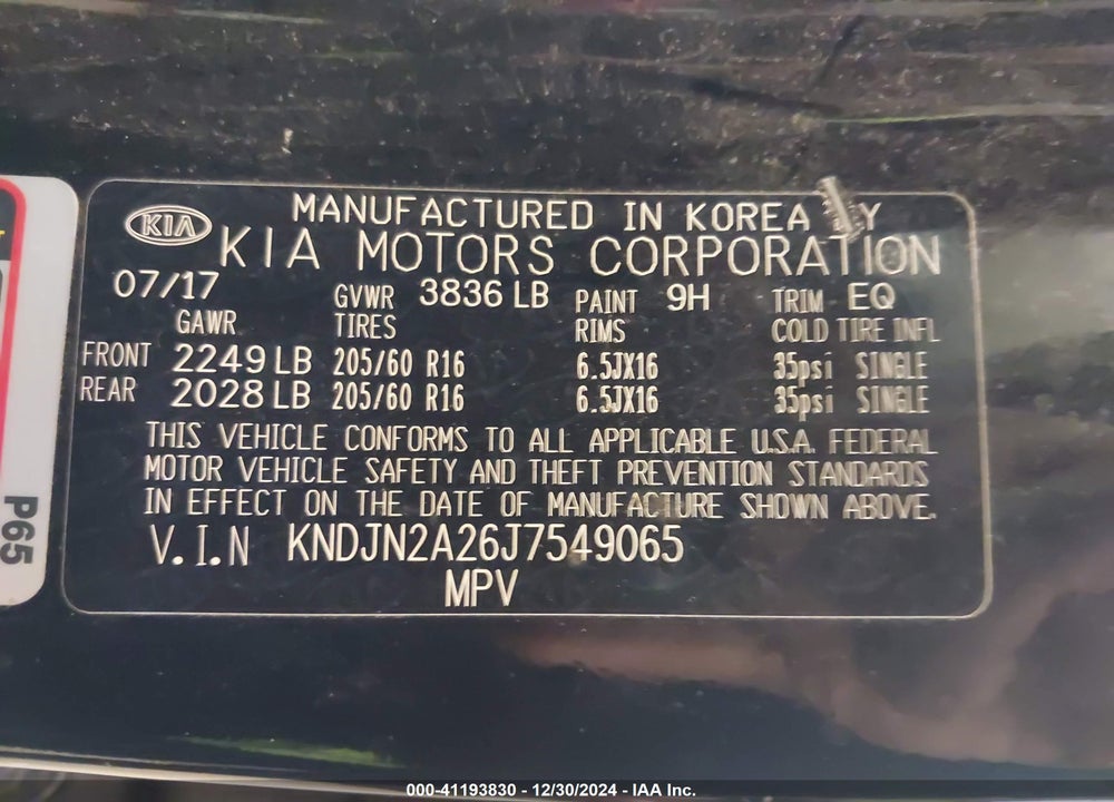 2018 KIA SOUL VIN: KNDJN2A26J7549065