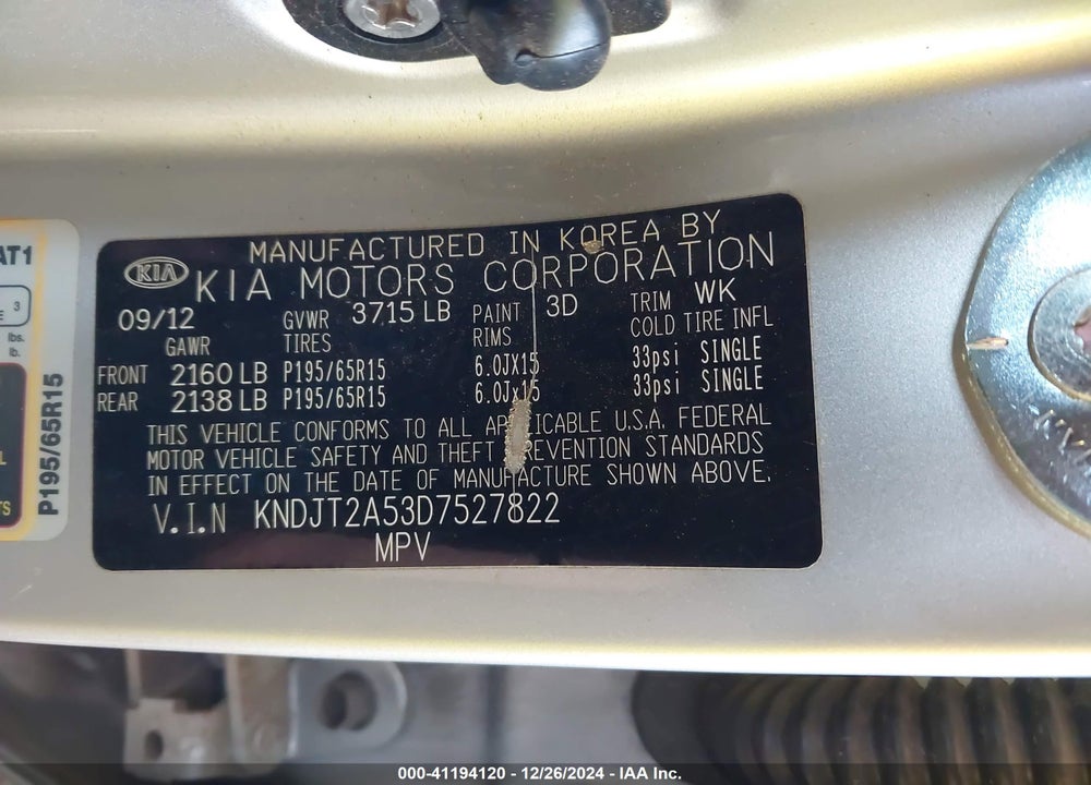 2013 KIA SOUL VIN: KNDJT2A53D7527822