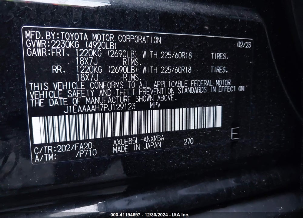 2023 TOYOTA VENZA LE VIN: JTEAAAAH7PJ129123