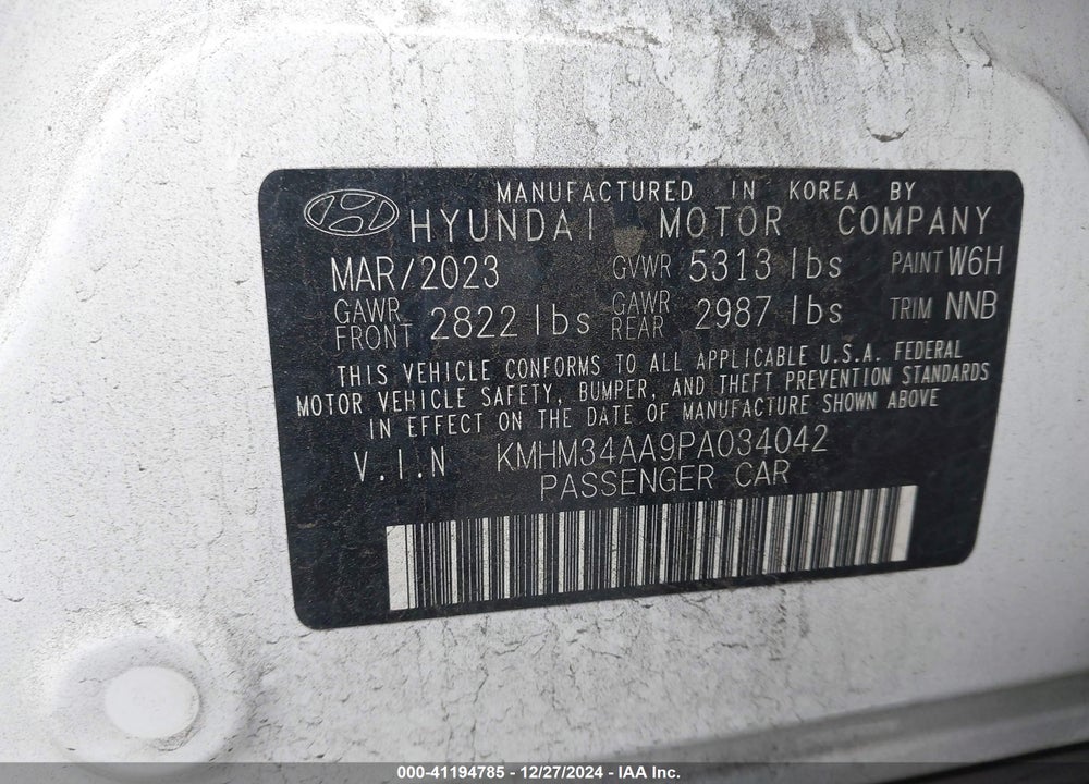 2023 HYUNDAI IONIQ 6 VIN: KMHM34AA9PA034042