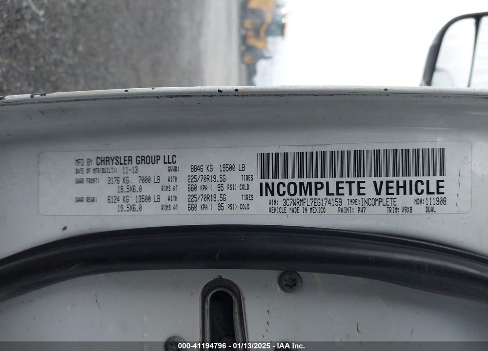 2014 RAM 5500 CHASSIS TRADESMAN/SLT/LAIE VIN: 3C7WRMFL7EG174159
