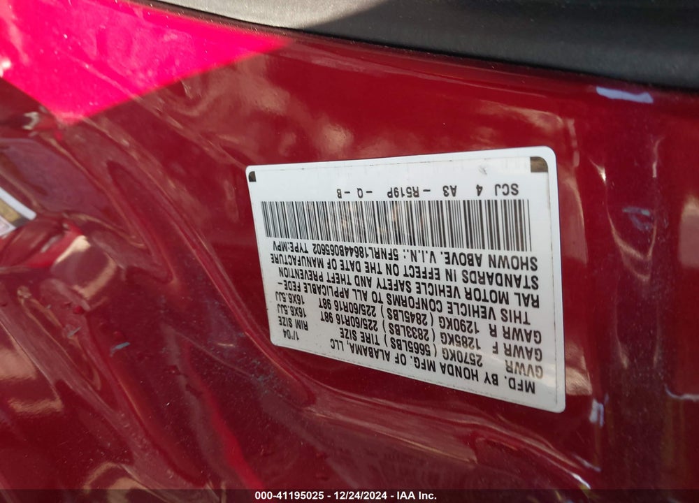 2004 HONDA ODYSSEY EX VIN: 5FNRL18644B065602