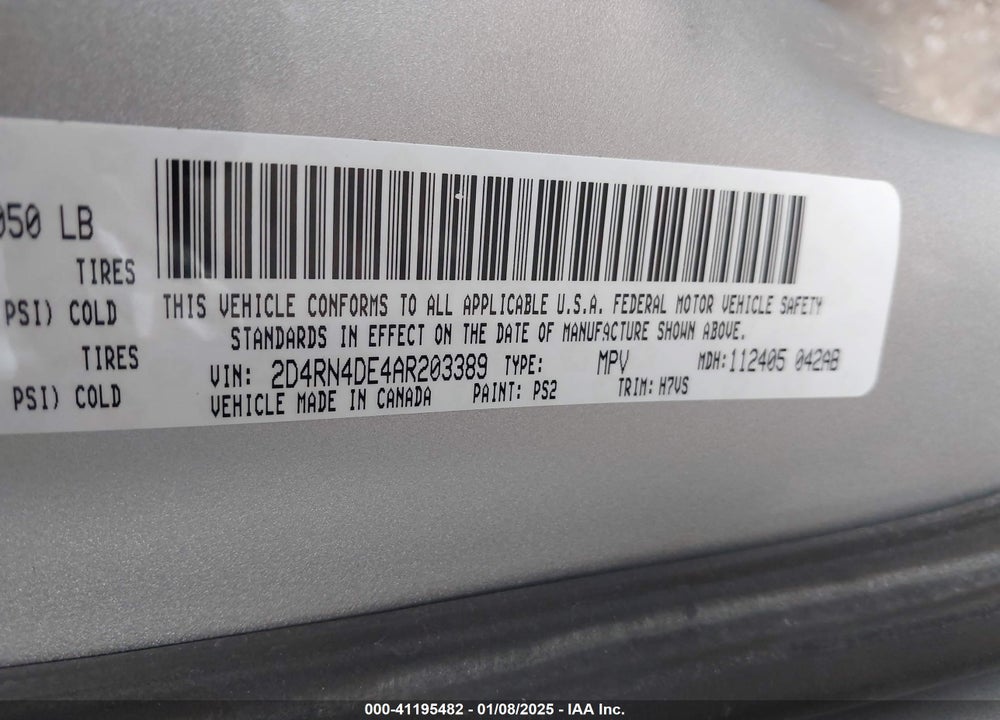 2010 DODGE GRAND CARAVAN SE VIN: 2D4RN4DE4AR203389