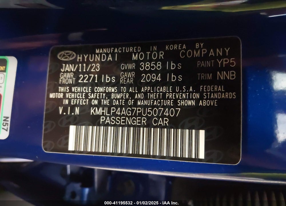 2023 HYUNDAI ELANTRA VIN: KMHLP4AG7PU507407