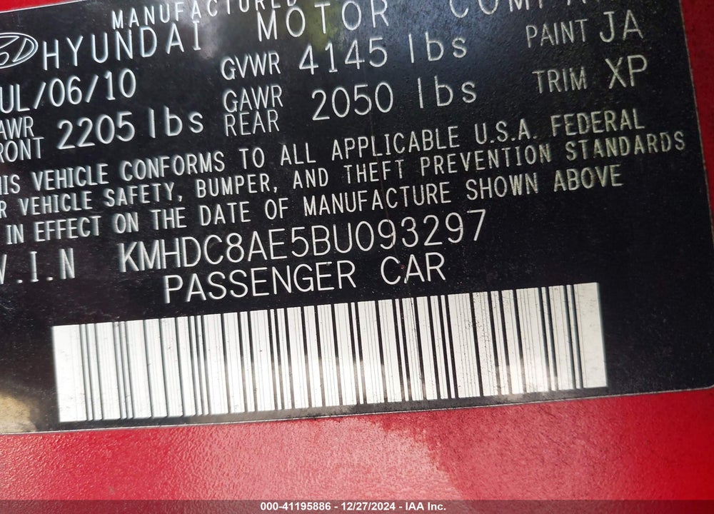 2011 HYUNDAI ELANTRA TOURING SE VIN: KMHDC8AE5BU093297
