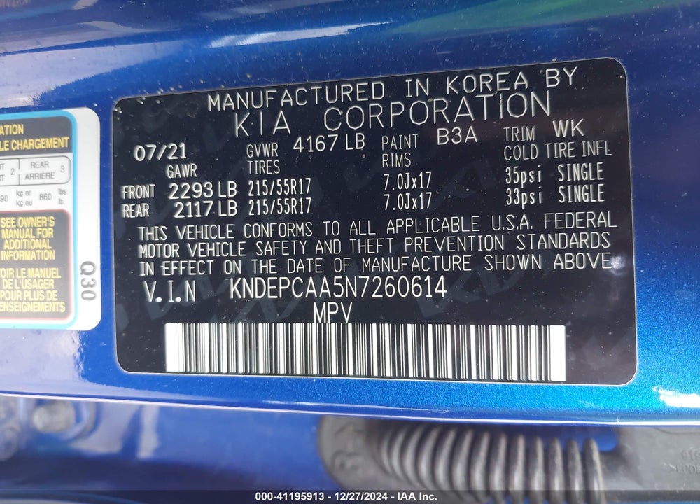 2022 KIA SELTOS LX VIN: KNDEPCAA5N7260614