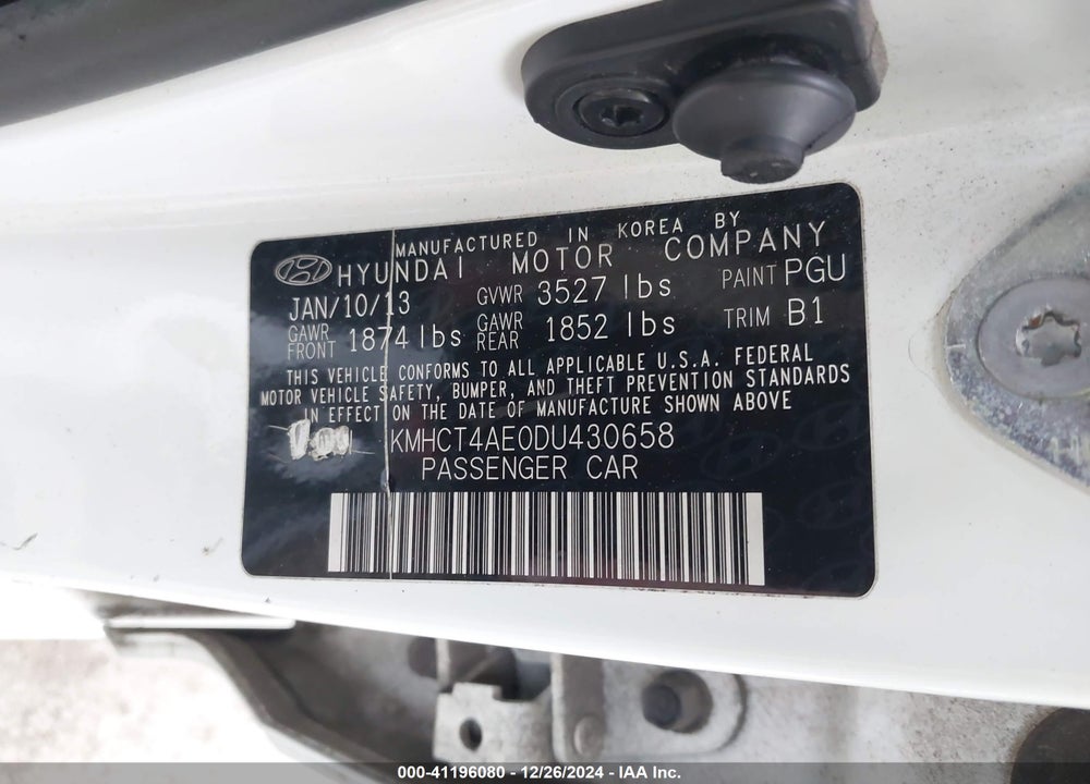 2013 HYUNDAI ACCENT GLS VIN: KMHCT4AE0DU430658