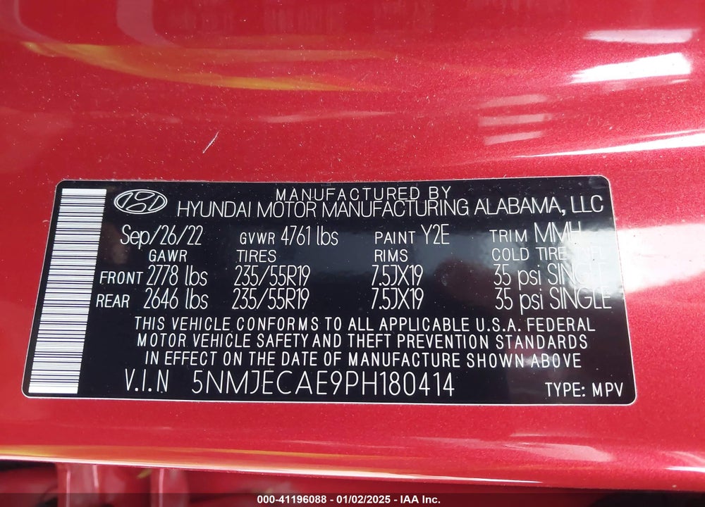 2023 HYUNDAI TUCSON LIMITED VIN: 5NMJECAE9PH180414