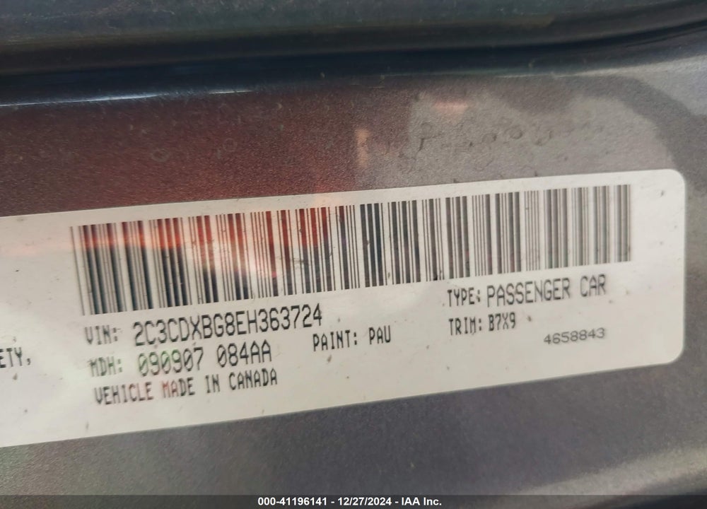 2014 DODGE CHARGER SE VIN: 2C3CDXBG8EH363724