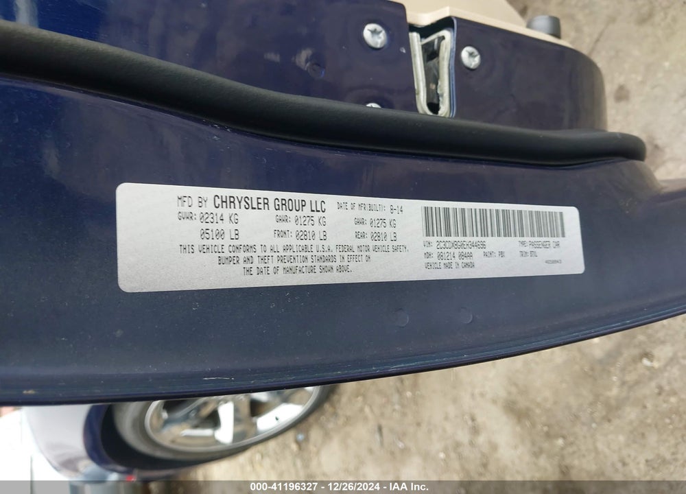 2014 DODGE CHARGER SE VIN: 2C3CDXBG0EH344696