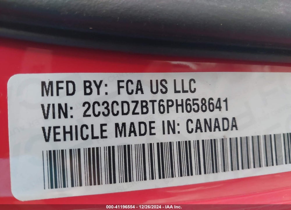 2023 DODGE CHALLENGER VIN: 2C3CDZBT6PH658641