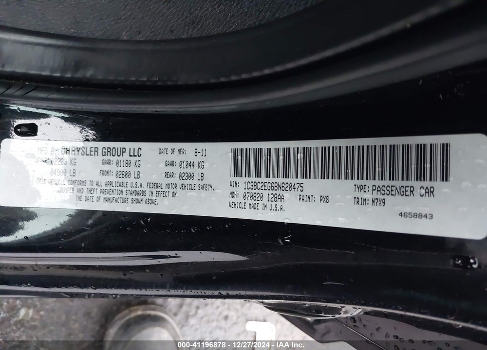 2011 CHRYSLER 200 TOURING VIN: 1C3BC2EG6BN620475