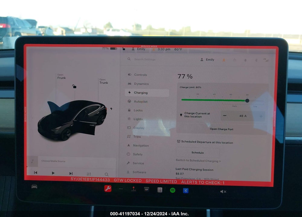 2018 TESLA MODEL 3 LONG RANGE/PERFORMANCE VIN: 5YJ3E1EB1JF144433
