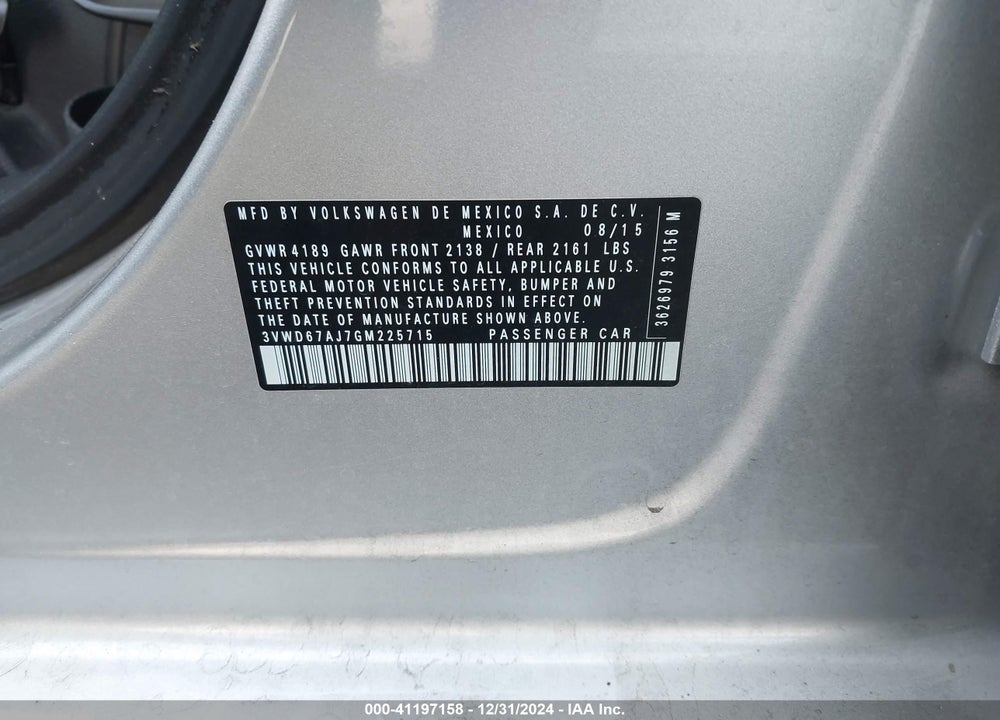 2016 VOLKSWAGEN JETTA 1.4T SE VIN: 3VWD67AJ7GM225715