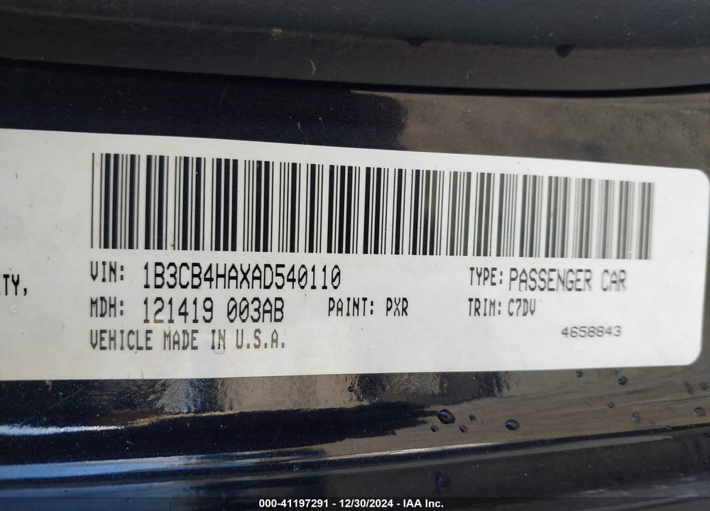 2010 DODGE CALIBER SXT VIN: 1B3CB4HAXAD540110