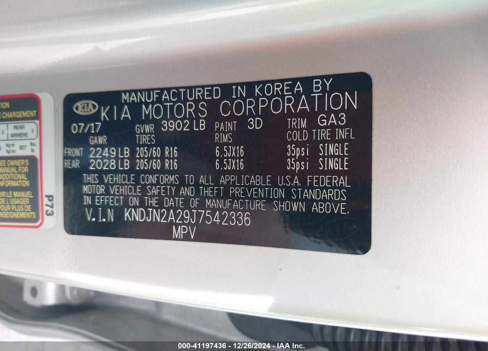 2018 KIA SOUL VIN: KNDJN2A29J7542336