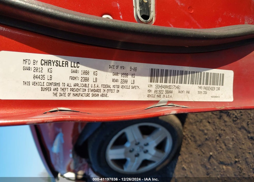 2009 DODGE CALIBER SXT VIN: 1B3HB48AX9D171461