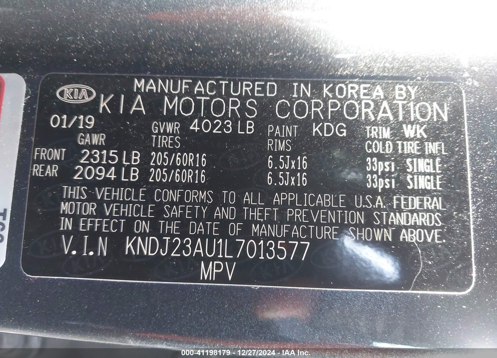 2020 KIA SOUL VIN: KNDJ23AU1L7013577