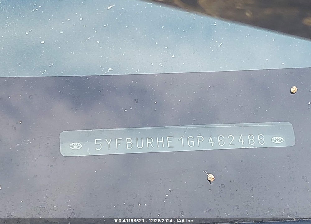 2016 TOYOTA COROLLA S PLUS VIN: 5YFBURHE1GP462486