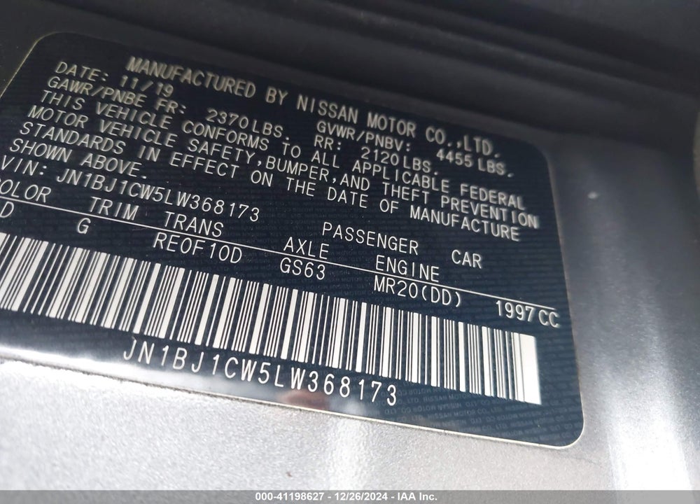 2020 NISSAN ROGUE SPORT SV AWD XTRONIC CVT VIN: JN1BJ1CW5LW368173