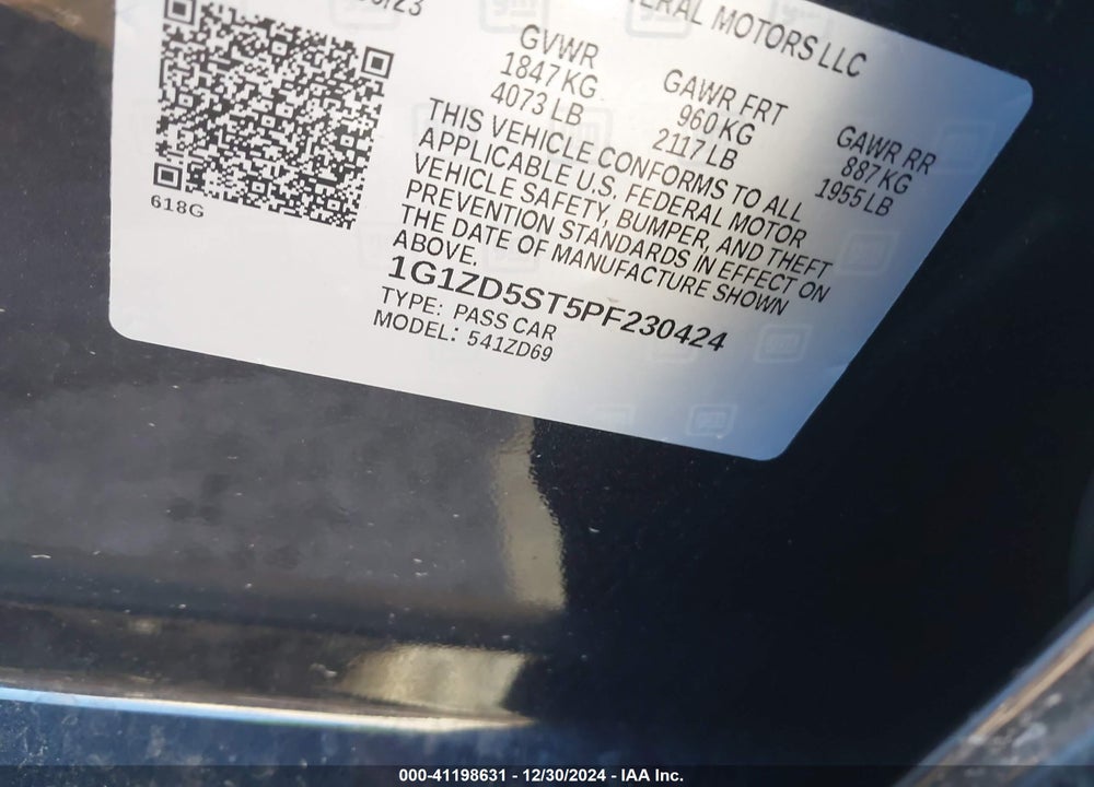 2023 CHEVROLET MALIBU FWD 1LT VIN: 1G1ZD5ST5PF230424