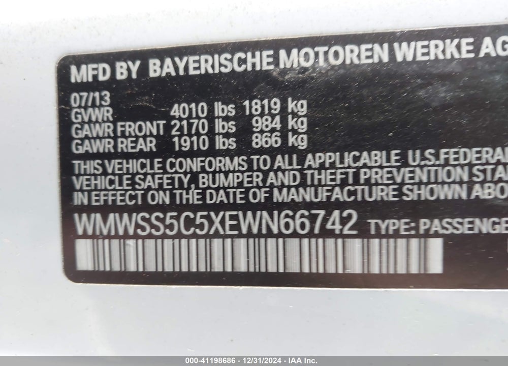 2014 MINI PACEMAN COOPER S VIN: WMWSS5C5XEWN66742