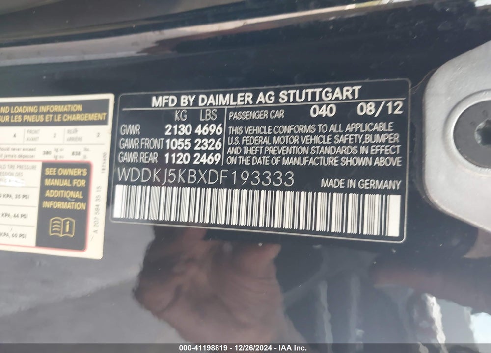 2013 MERCEDES-BENZ E 350 VIN: WDDKJ5KBXDF193333