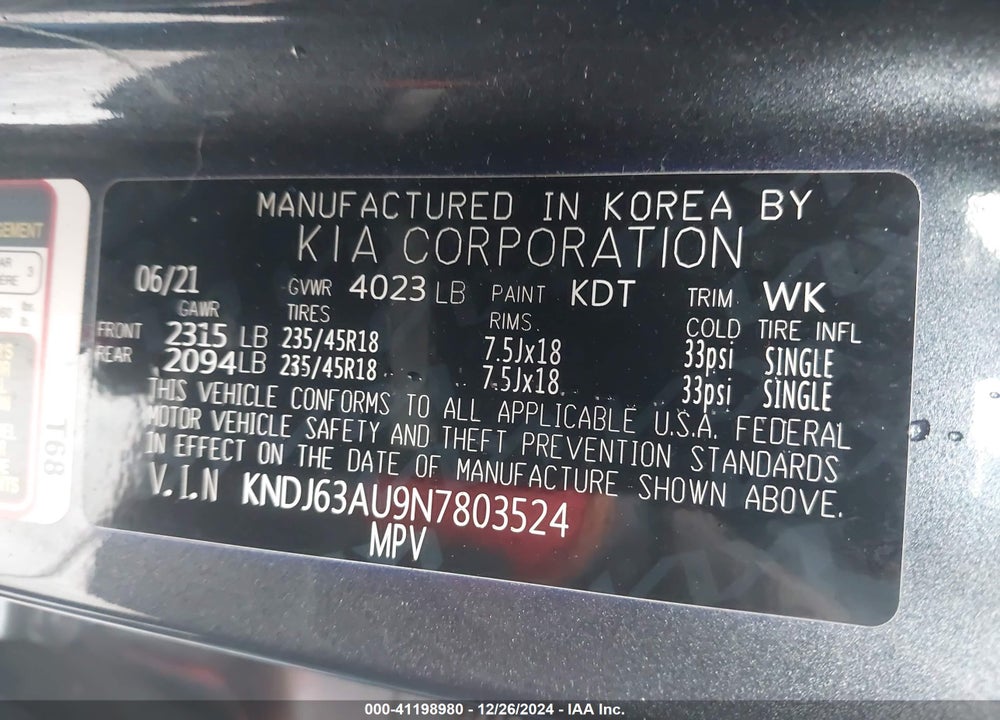 2022 KIA SOUL VIN: KNDJ63AU9N7803524