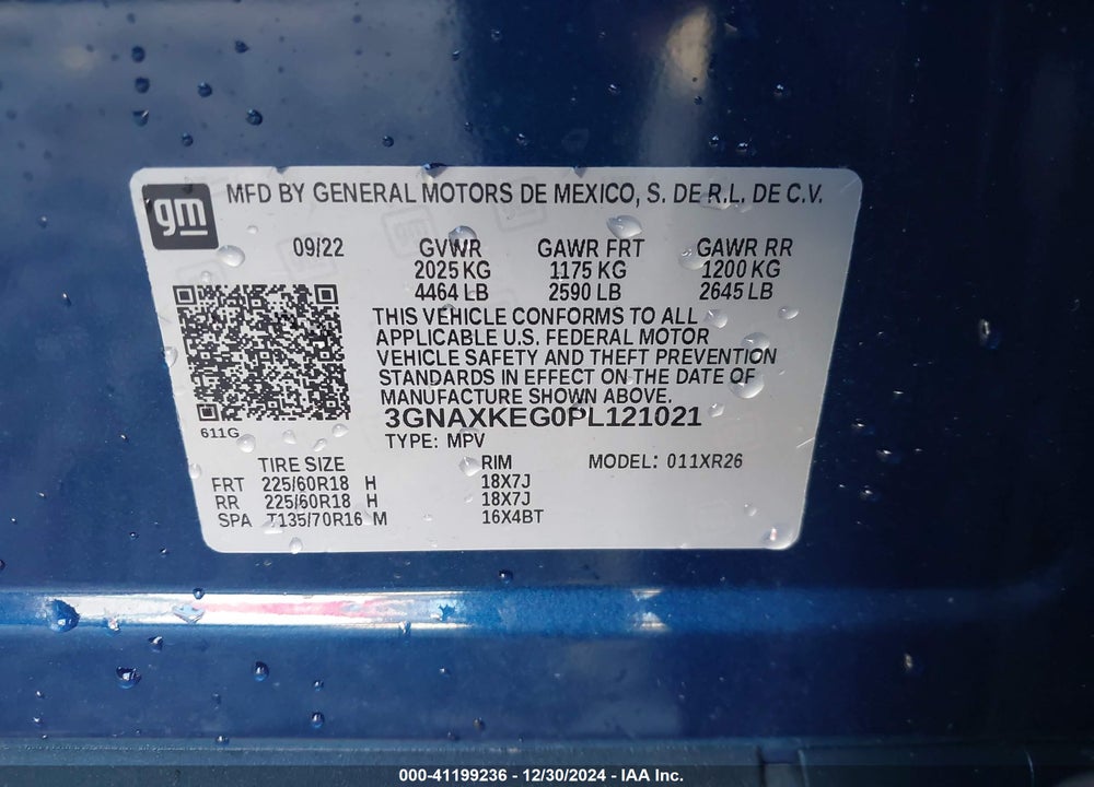 2023 CHEVROLET EQUINOX FWD LT VIN: 3GNAXKEG0PL121021