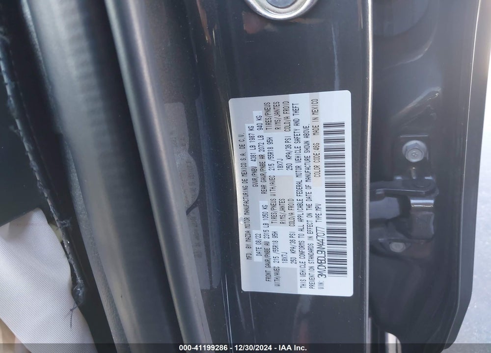 2022 MAZDA CX-30 PREMIUM VIN: 3MVDMBDL9NM447077