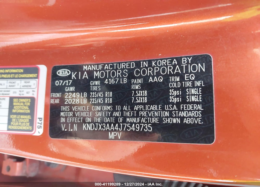 2018 KIA SOUL VIN: KNDJX3AA4J7549735