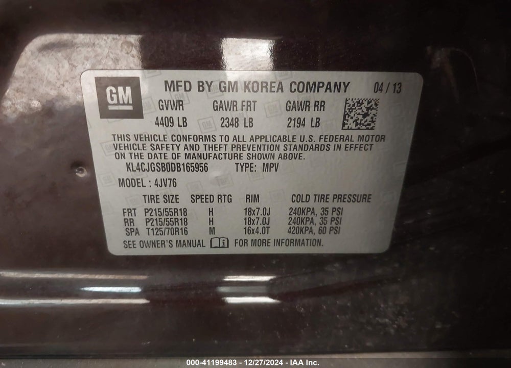 2013 BUICK ENCORE LEATHER VIN: KL4CJGSB0DB165956