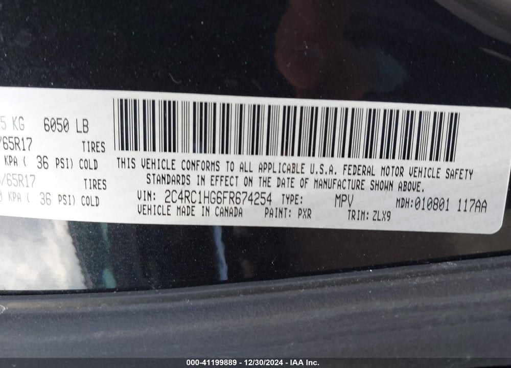 2015 CHRYSLER TOWN & COUNTRY S VIN: 2C4RC1HG6FR674254