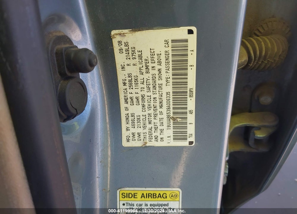 2009 ACURA TL 3.5 VIN: 19UUA86539A006335