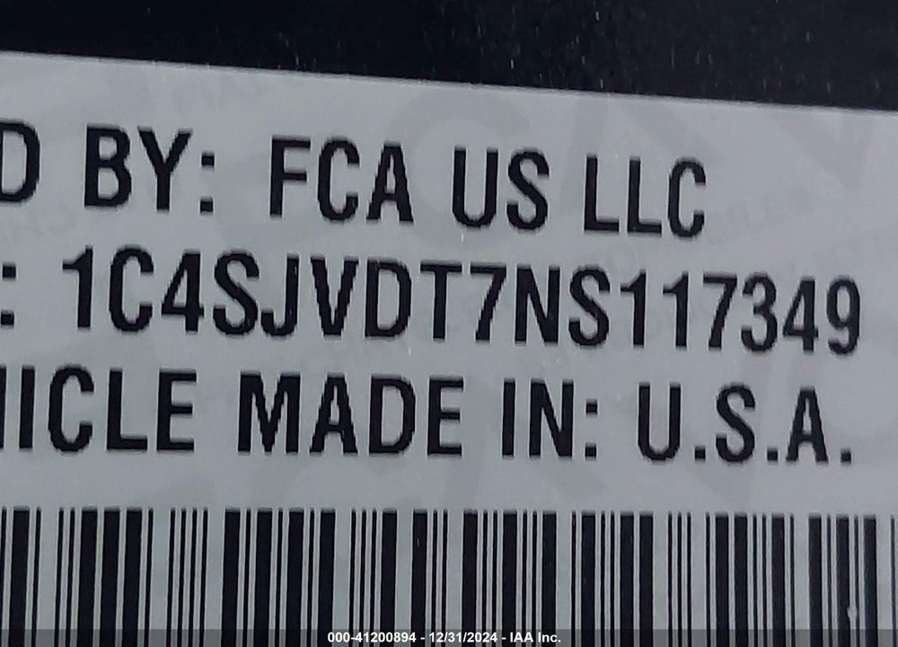 2022 JEEP WAGONEER SERIES III 4X4 VIN: 1C4SJVDT7NS117349
