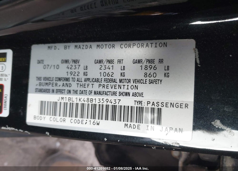 2011 MAZDA SPEED3 SPORT VIN: JM1BL1K48B1359437