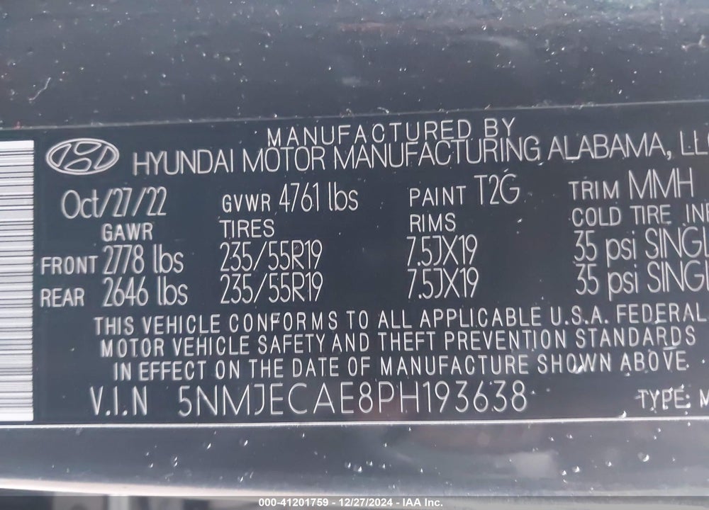2023 HYUNDAI TUCSON LIMITED VIN: 5NMJECAE8PH193638