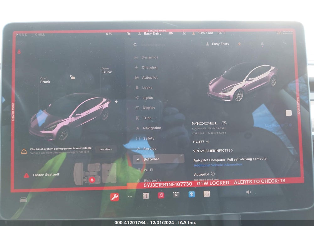 2022 TESLA MODEL 3 LONG RANGE DUAL MOTOR ALL-WHEEL DRIVE VIN: 5YJ3E1EB1NF107730