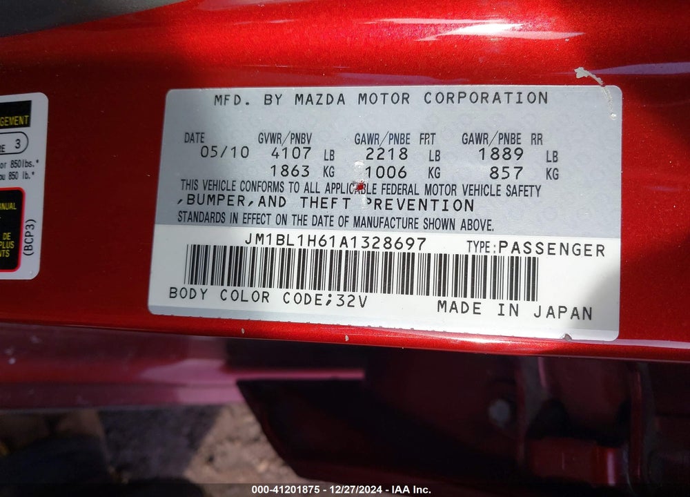 2010 MAZDA MAZDA3 VIN: JM1BL1H61A1328697
